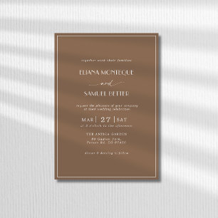 Invitación Boda Minimalista Café con Leche Marrón Dinero Anti
