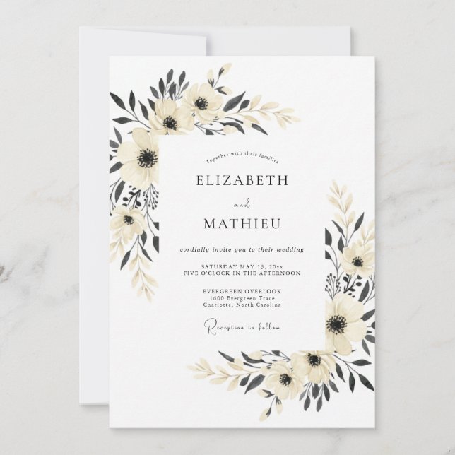 Invitación Boda Minimalista Carbón Sereno (Anverso)