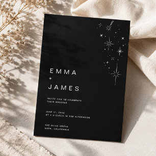 Invitación Boda minimalista celestial negra simple
