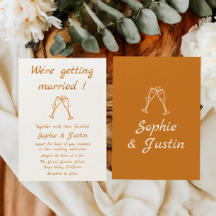 Invitación Boda Minimalista Champagne Toast Manuscrito