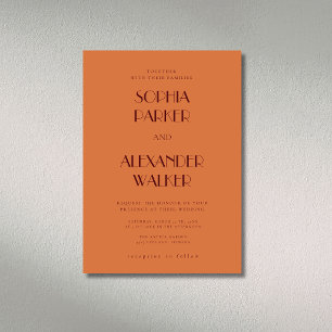Invitación Boda minimalista chic de calabaza y burdeos