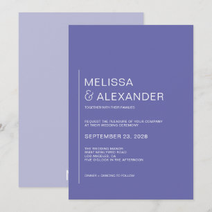 Invitación Boda minimalista chic pervinca blanca