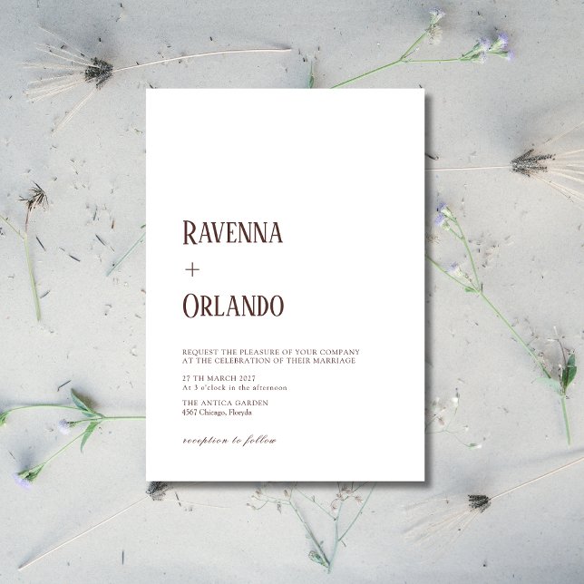 Invitación Boda Minimalista Chocolate Blanco Simple Moderna (Subido por el creador)