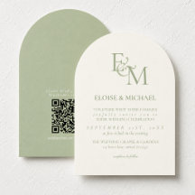 Boda minimalista clásica con monograma en verde sa