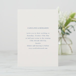Invitación Boda minimalista clásica formal azul y blanco