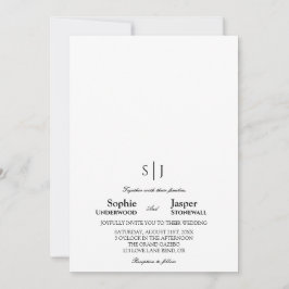 Invitación Boda Minimalista Clásica Moderna con Monograma