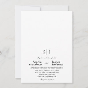 Invitación Boda Minimalista Clásica Moderna con Monograma