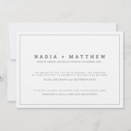 Invitación Boda minimalista clásico azul marino y blanco
