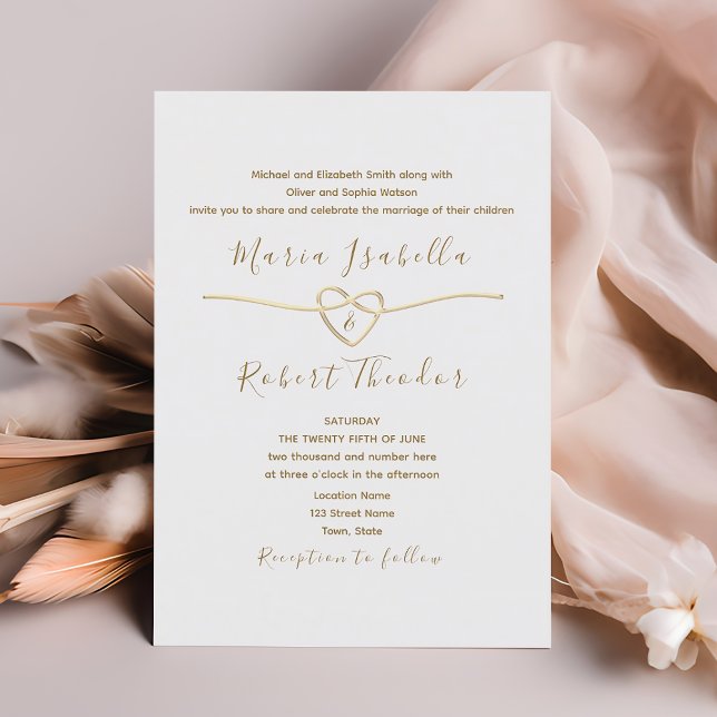 Invitación Boda minimalista clásico blanco y dorado (Subido por el creador)