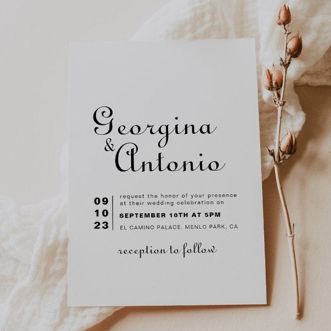 Invitación Boda Minimalista clásico de caligrafía (Subido por el creador)