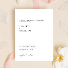 Invitación boda minimalista clásico elegante en blanco y negr