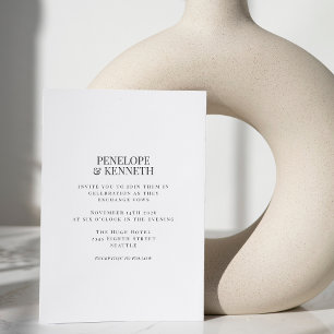 Invitación Boda minimalista clásico elegante negro y blanco