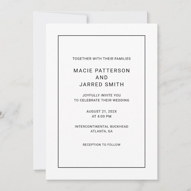 Invitación Boda Minimalista clásico moderno (Anverso)