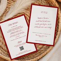 Boda Minimalista clásico rojo de código QR