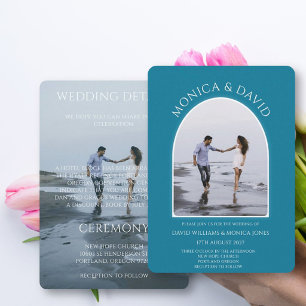 Invitación Boda minimalista con arco azul turquesa moderno