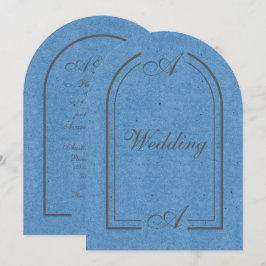 Invitación Boda minimalista con arco de azul cobalto y gris