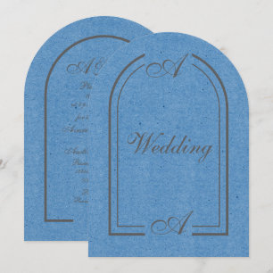Invitación Boda minimalista con arco de azul cobalto y gris
