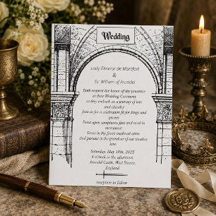 Invitación Boda Minimalista con Arco de Castillo Medieval