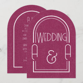 Invitación Boda minimalista con arco de color burdeos y blanc