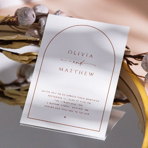 Invitación Boda Minimalista con Arco. Foto Moderna y Código Q