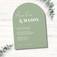 Boda Minimalista con Arco Verde Salvia y Blanco