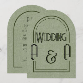 Invitación Boda Minimalista con Arco Verde Salvia y Negro