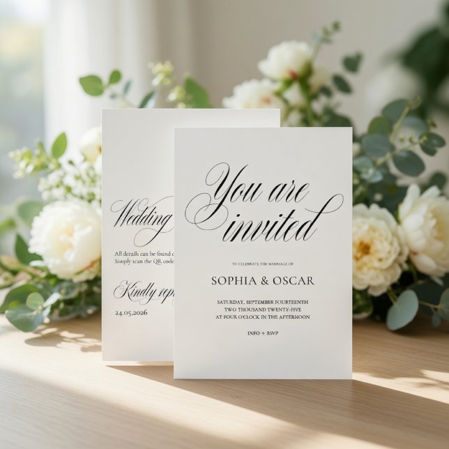 Invitación Boda Minimalista con Código QR | Elegante (Subido por el creador)