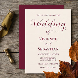 Invitación Boda Minimalista con Escritura en Marrón Moderno