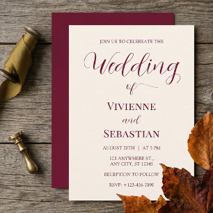 Invitación Boda Minimalista con Escritura en Marrón Moderno