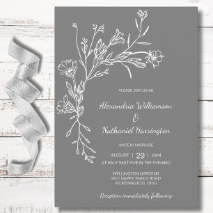 Invitación Boda Minimalista con Flores Silvestres Recogidas