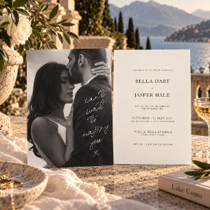 Invitación Boda Minimalista con Foto en Blanco y Negro y Letr