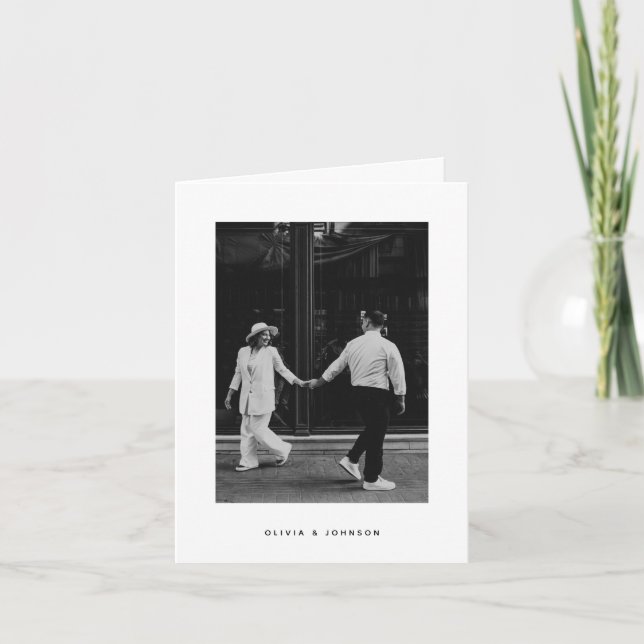 Invitación Boda Minimalista con Foto Plegada (Anverso)