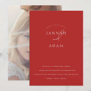 Invitación Boda Minimalista con Letra Roja