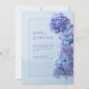Invitación Boda Minimalista con Marco de Hortensia Azul de Ac