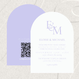 Invitación Boda Minimalista con Monograma de Lavanda Clásico