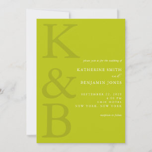 Invitación Boda Minimalista con Monograma Modernista en Chart