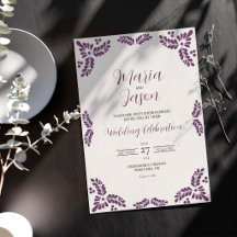 Boda Minimalista con Talavera Mexicana Floral Púrp
