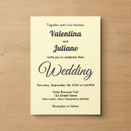 Invitación Boda Minimalista Crema Con Texto Pizarra