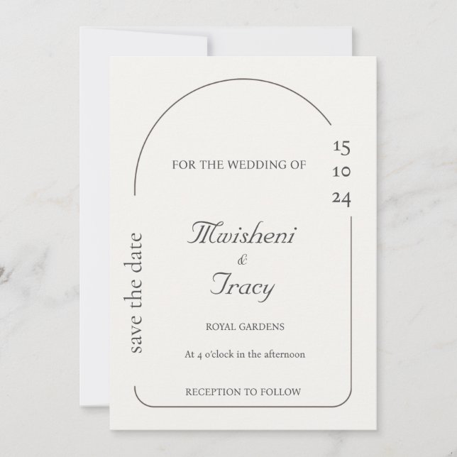 Invitación Boda Minimalista crema moderna (Anverso)