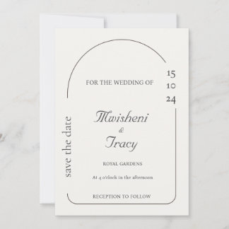 Invitación Boda Minimalista crema moderna