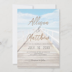 Invitación Boda Minimalista de Acuarela en la Playa