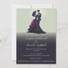 Invitación Boda Minimalista de Amantes Góticos Románticos