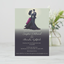 Invitación Boda Minimalista de Amantes Góticos Románticos