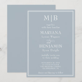 Invitación Boda Minimalista de Boho de borde moderno gris cla
