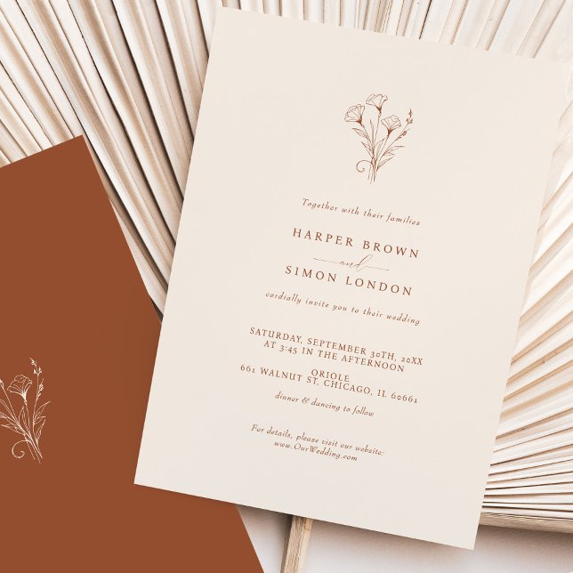 Invitación Boda Minimalista de Boho Terracotta (Subido por el creador)