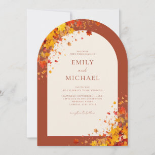 Invitación Boda minimalista de Caída Floral Terracotta Boho