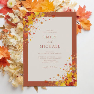 Invitación Boda minimalista de Caída Floral Terracotta Boho