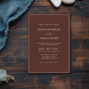 Invitación Boda Minimalista de Chocolate Antigua Moneda