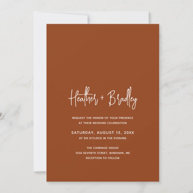 Invitación Boda minimalista de cobre moderno (Anverso)