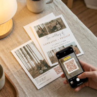 Boda Minimalista de código QR de varios Collages d